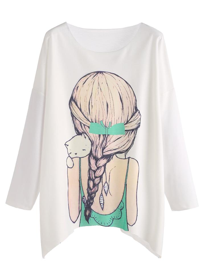 Shein Girl Print Drop Shoulder Tee