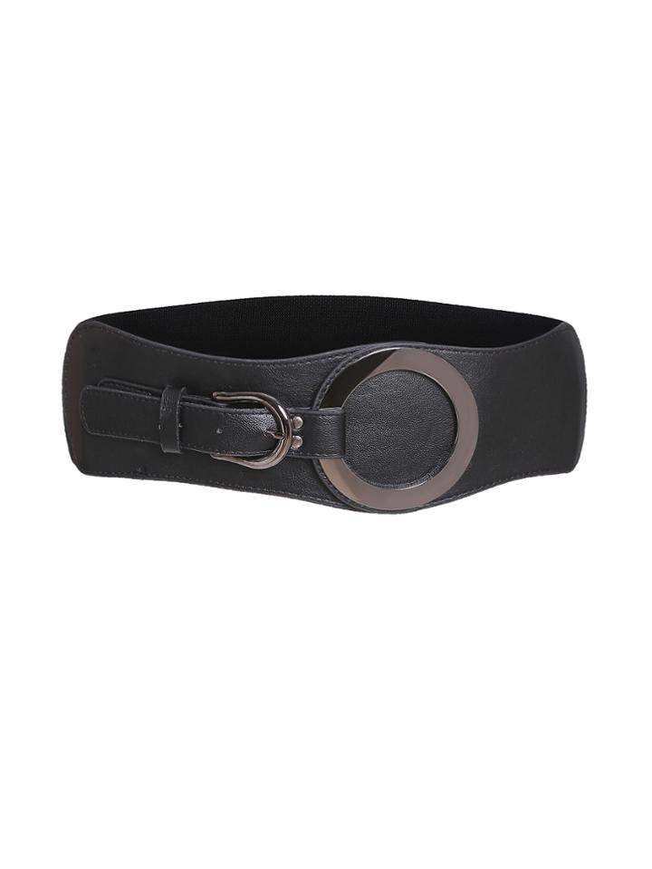Shein Black Ring Detail Faux Leather Waist Belt