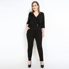 Shein Plus Belted Surplice  Jumpsuit