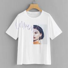 Shein Chain Detail Figure Print T-shirt