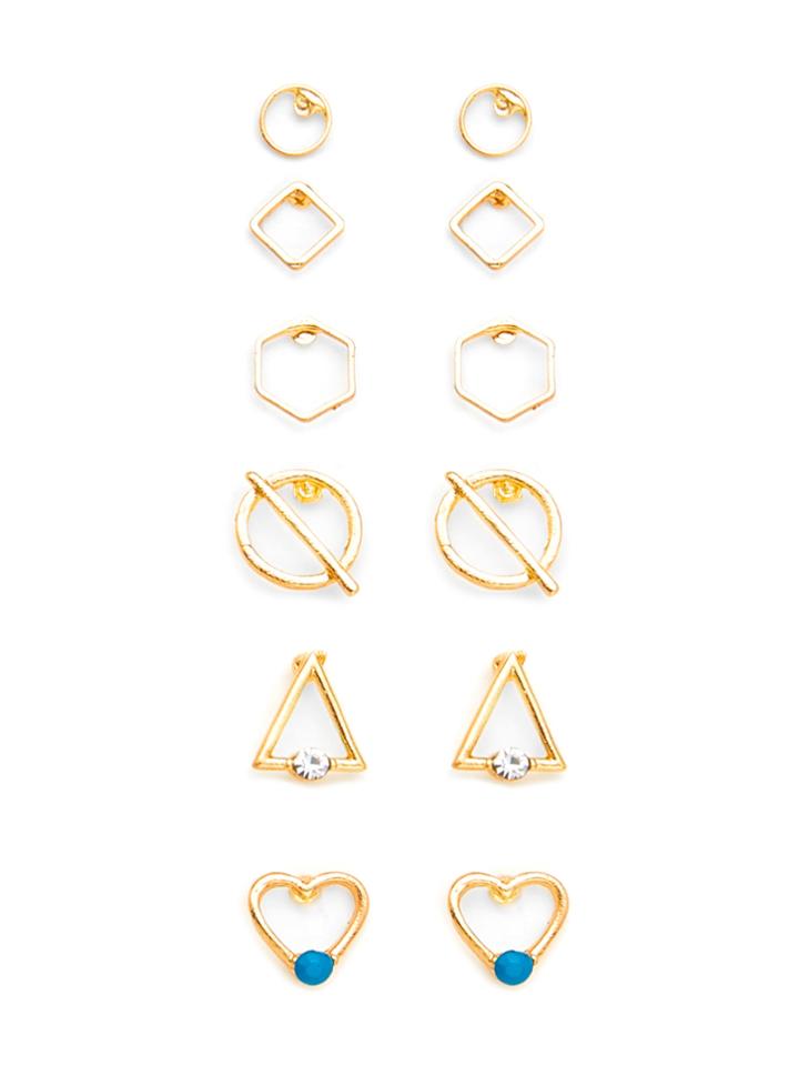 Shein Rhinestone Detail Geometric Design Earring Set