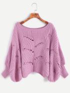 Shein Pink Lantern Sleeve Hollow Sweater