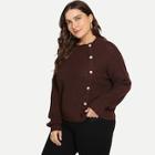 Shein Plus Button Side Drop Shoulder Sweater