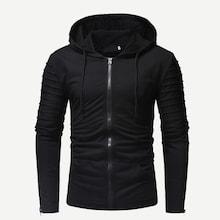 Shein Men Shirring Detail Zip Up Hoodie