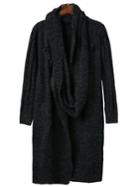 Shein Black Pocket Long Sweater Coat With Scarf