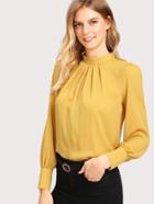 Shein Puff Sleeve Pleated Detail Blouse
