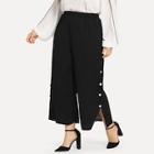 Shein Plus Snap-button Side Wide Leg Pants