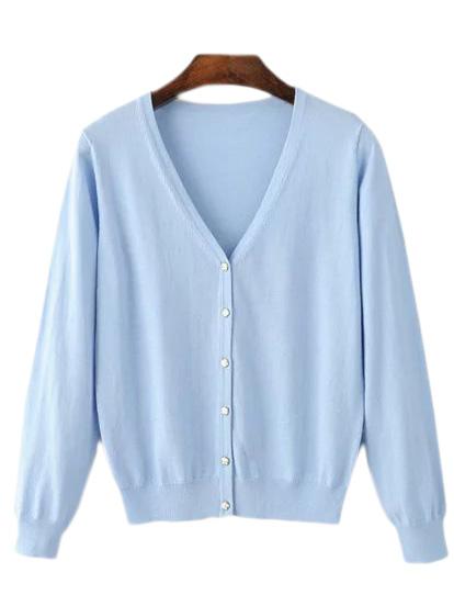 Shein Azure V Neck Buttons Front Cardigan Knitwear
