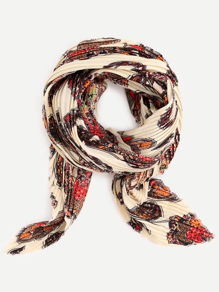 Shein Beige Folding Print Small Square Scarf