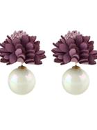 Shein Purple New Imitation Pearl Flower Stud Earrings