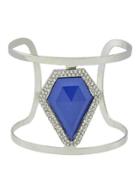 Shein Blue New Design Imitation Gemstone Wide Cuff Bracelet