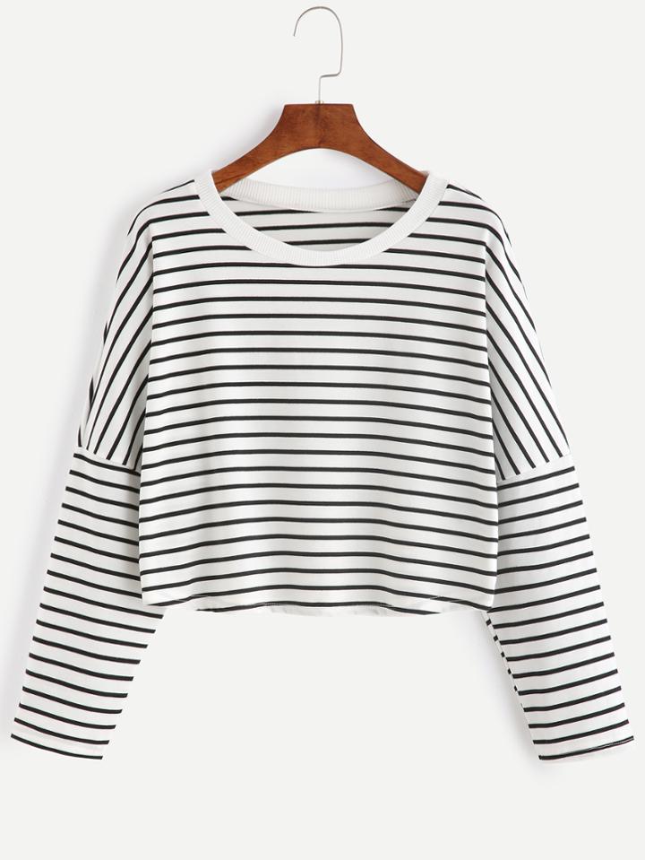 Shein Striped Drop Shoulder Crop T-shirt
