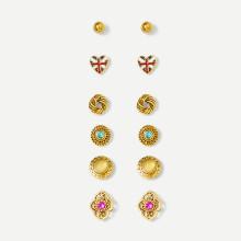 Shein Heart & Hollow Design Stud Earrings Set 6pairs