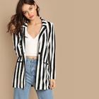 Shein Notch Collar Striped Textured Blazer