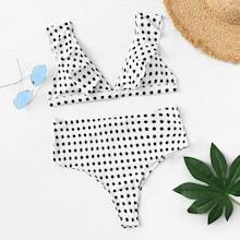 Shein Plus Polka Dot Ruffle Bikini Set