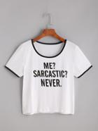 Shein White Slogan Print Ringer T-shirt