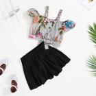 Shein Girls Knot Front Floral Top & Pleated Shorts Set