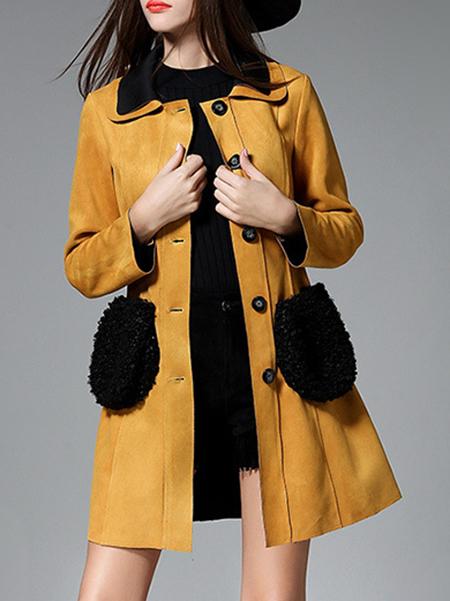 Shein Brown Lapel Tie-waist Pockets Coat