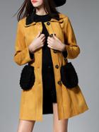 Shein Brown Lapel Tie-waist Pockets Coat