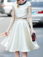 Shein Beading Neck Top With A-line Skirt