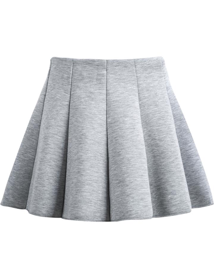 Shein Grey High Waist Pleated Skirt