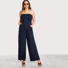 Shein Plus Wide Leg Strapless Jumpsuit