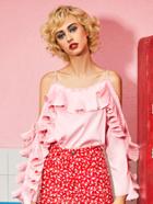 Shein Exaggerated Accordion Frill Trim Tie Detail Top