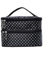 Shein Black Polka Dot Double Layers Cosmetic Bag