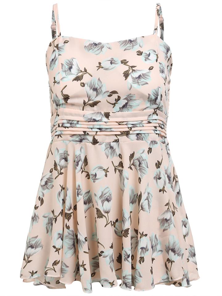 Shein Spaghetti Strap Florals Ruched Chiffon Cami Top