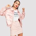 Shein Flap Pocket Front Silky Jacket