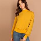 Shein Stand Collar Bishop Sleeve Sweatshirt