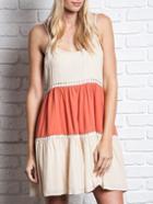Shein Color-block Spaghetti Strap Backless Pleated Dress