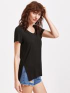 Shein Side Slit High Low Lace Up Back Tee