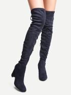 Shein Blue Point Toe Tie Back Knee Boots