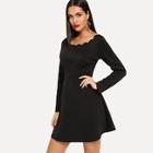 Shein Scalloped Trim Solid Dress