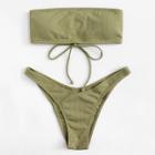 Shein Lace Up High Leg Bikini Set