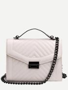 Shein White Quilted Envelope Bag With Chain