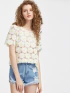 Shein Hollow Out Daisy Lace Top