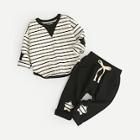 Shein Toddler Boys Striped Tee With Drawstring Pants