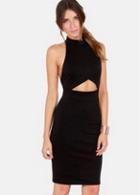 Rosewe Star Style Open Back Black Knee Length Dress