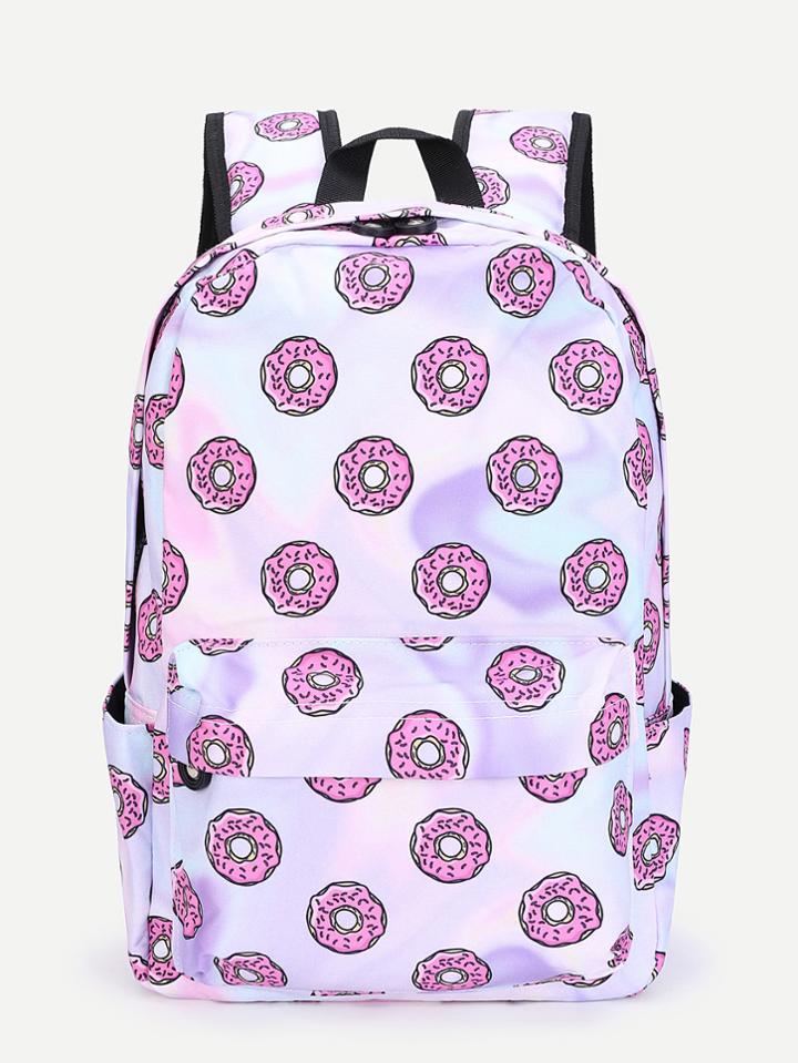 Shein Donuts Print Pu Backpack