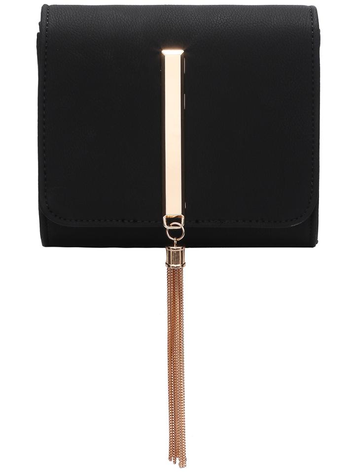 Shein Black Metal Tassel Magnetic Chain Bag