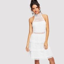 Shein Layered Hem Lace Halter Dress