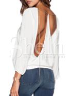 Shein White Long Sleeve Backless T-shirt