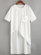 Shein Round Neck Pocket Asymmetrical T-shirt