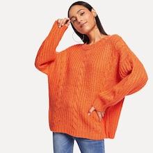 Shein Dolman Sleeve Solid Cable Rib Jumper