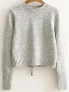 Shein Light Grey Ribbed Trim Lace Up Back Sweater