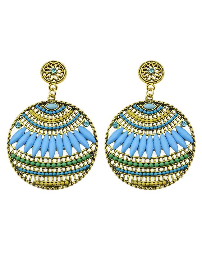 Shein Blue Beads Round Stud Earrings