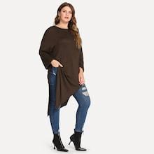 Shein Plus Drop Shoulder Asymmetrical Hem Tee