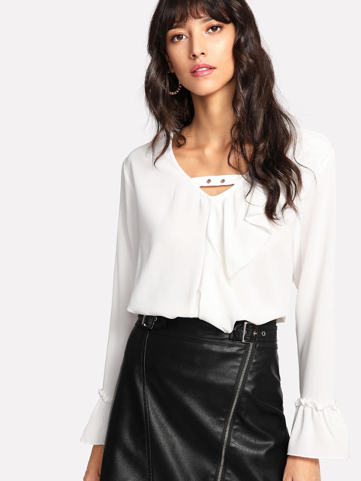 Shein Ruffle Cuff Tee